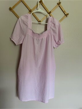 SMF Pink and White Seersucker Dress M